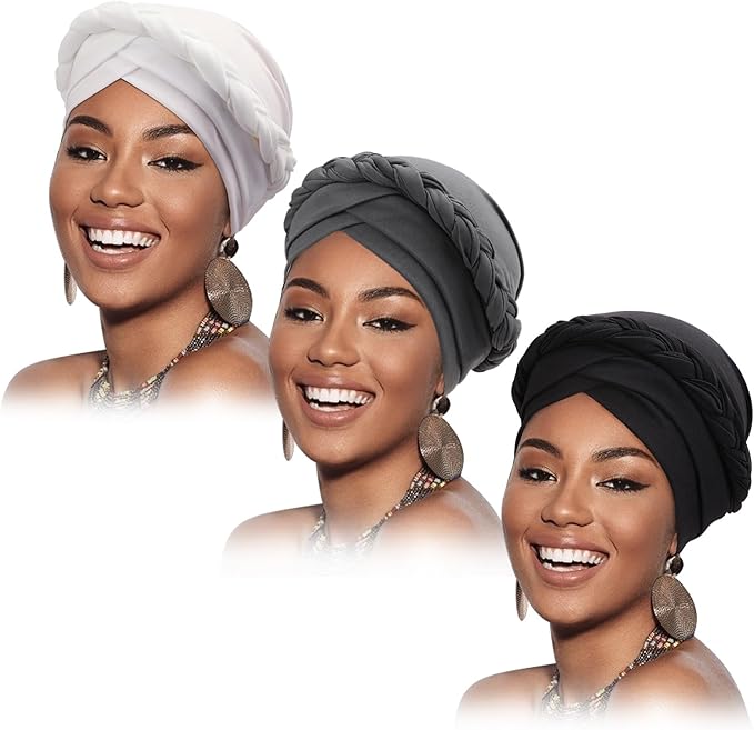 3 Pcs Twisted Braid: White/Dark Grey/Black