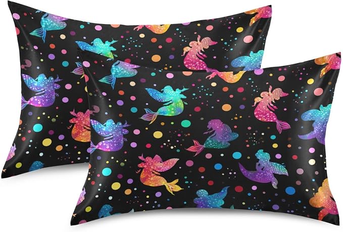 Mermaids Silhouettes and Colorful Polka Dots