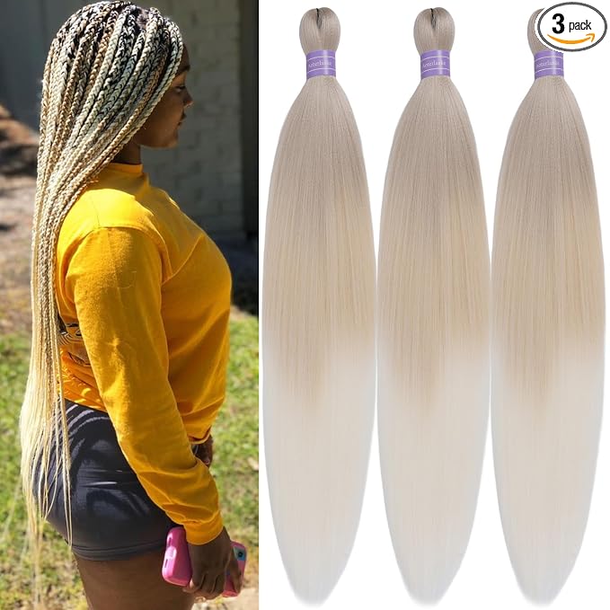 Ash Blonde Ombre Braiding Hair Pre Stretched