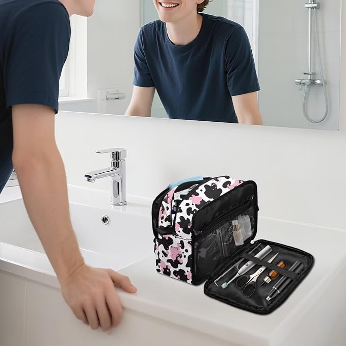 Pink Black Cow Print