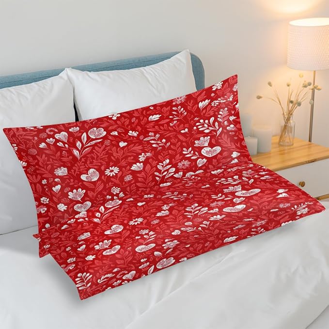 Red Floral Leaves Hearts