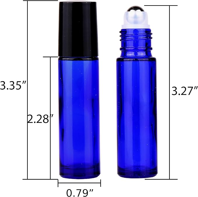 24 PACK Cobalt Blue Roller Bottles