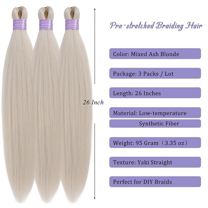 Mixed Ash Blonde Braiding Hair Pre Stretched