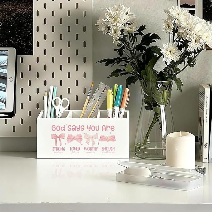01-Pink Bow Christian Pen Holder(3)