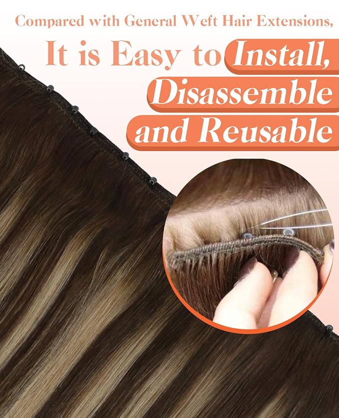 B-#4/4/27-Chocolate Brown Balayage Caramel Blonde