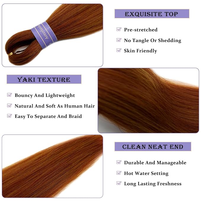 Mixed Amber Braiding Hair Pre Stretched