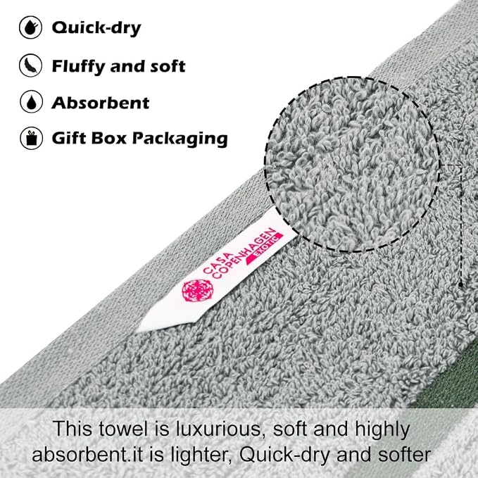 Exotic 6pcs Towel Set Pinstripe Grey