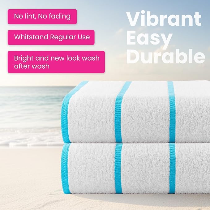 Cabana 2pcs Pool Towel Set White Turquoise