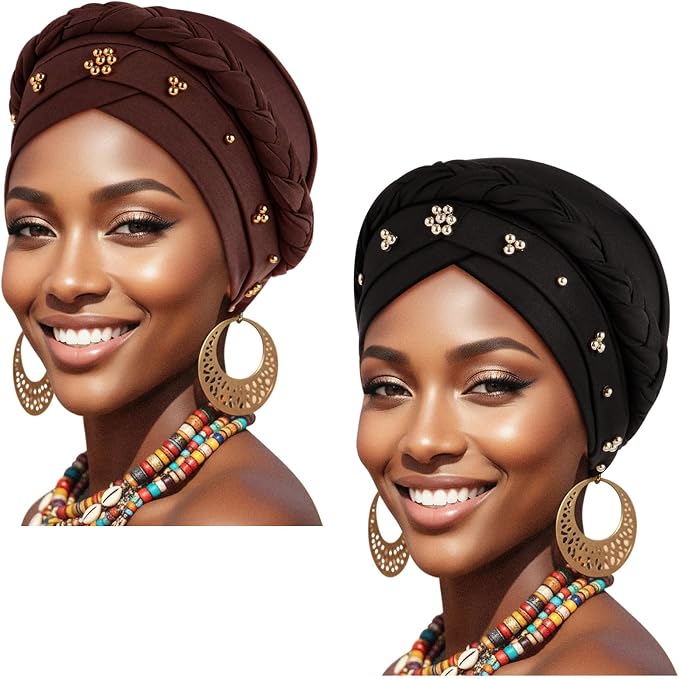 2 Pack Twisted Braid: Gold Bead (Coffee/Black)