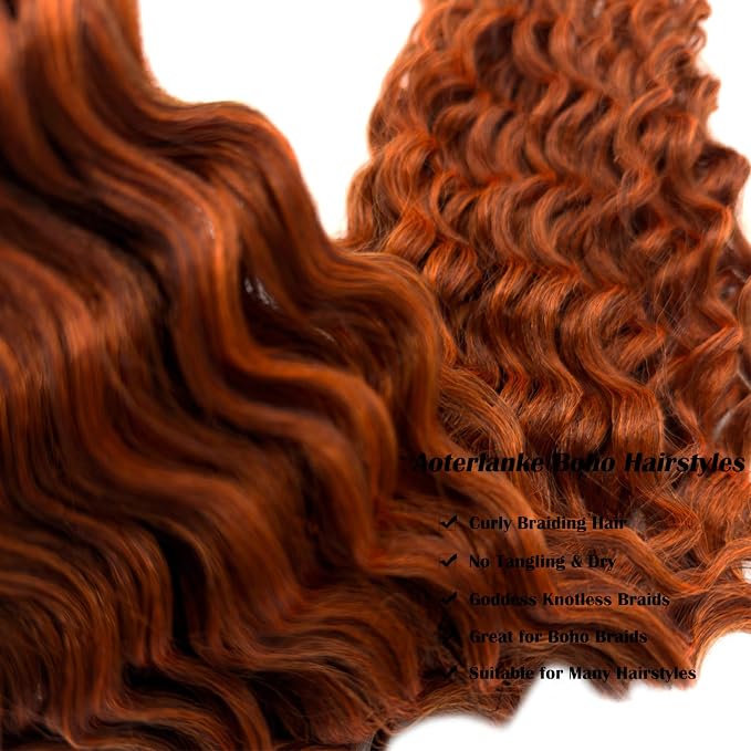 Mixed Copper Brown Braiding Hair with Boho Curls