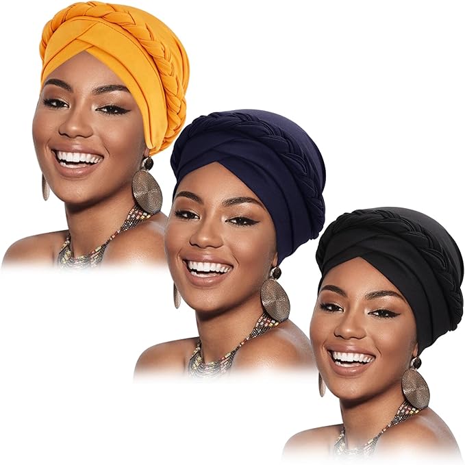 3 Pcs Twisted Braid: Yellow/Navy Blue/Black
