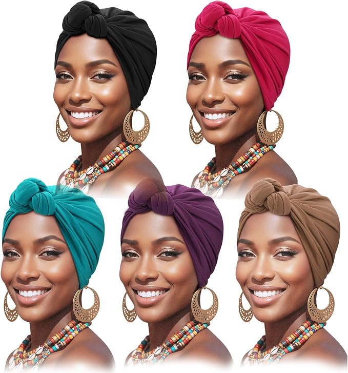 5 Pack Knotted : Black, Rose, Teal, Purple, Khaki