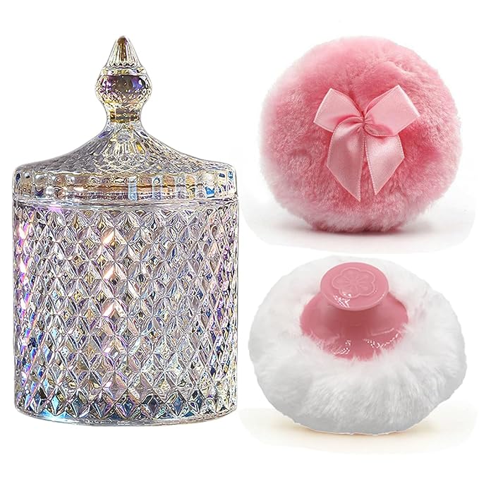 1 Handle 1 Bow Pink Puffs with Pointed Cylinder-Dazzling Colors-Large