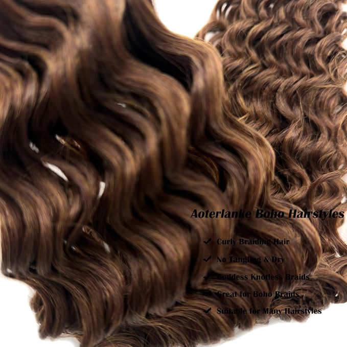 Mixed Brown Braiding Hair with Boho Curls
