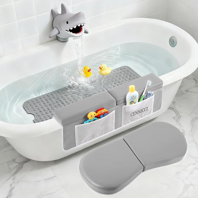 Grey Kneeler and Elbow Rest Setset+baby Faucet Cover+bathtub Mats