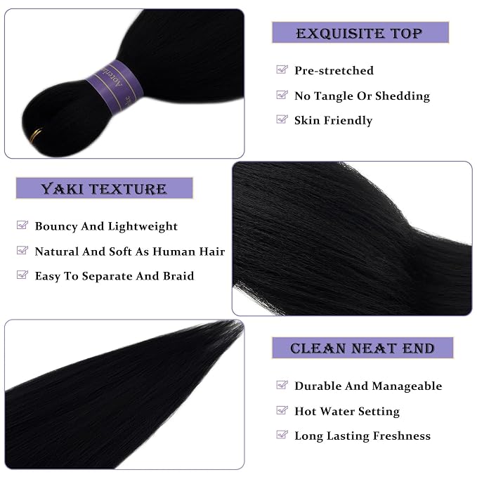Black Braiding Hair Pre Stretched