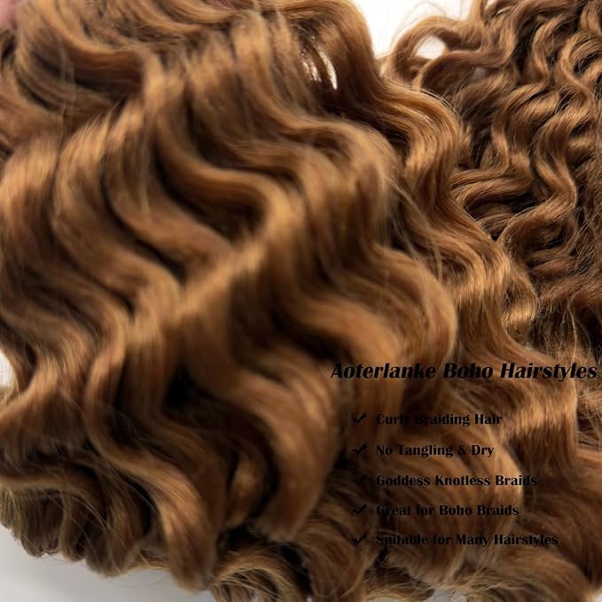 Mixed Honey Blonde Brown Braiding Hair with Boho Curls