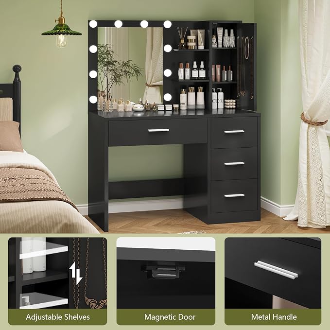 Black 4 Drawers