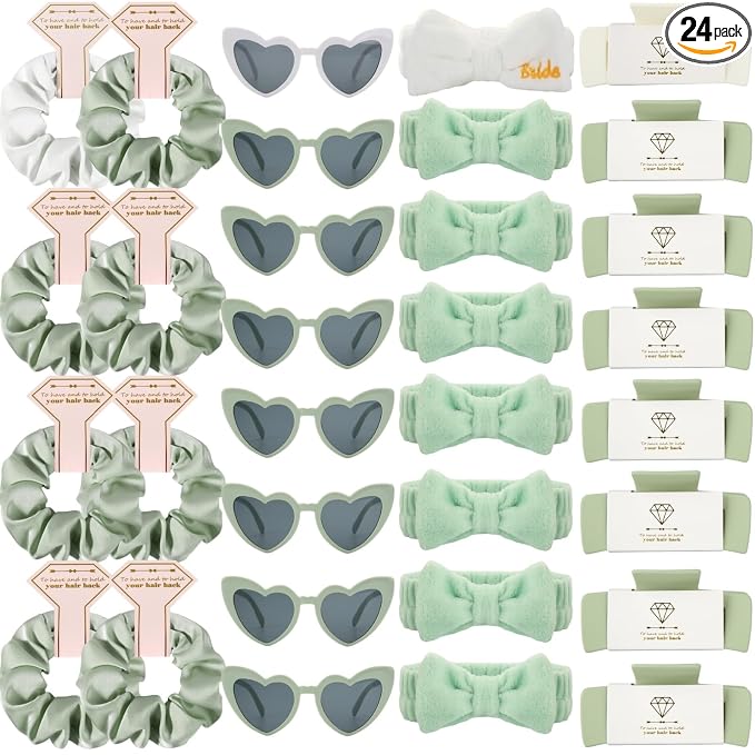 32pcs White&Sage Green headband
