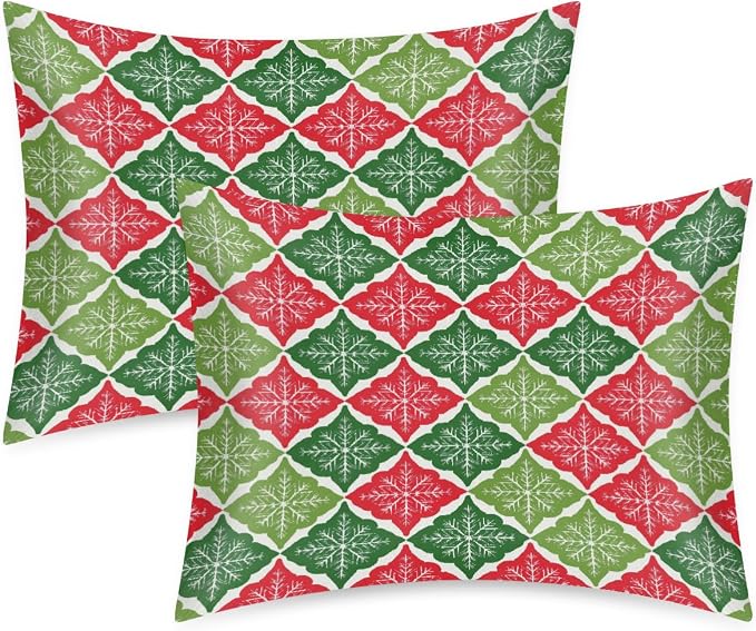 Red Green Snowflakes Retro