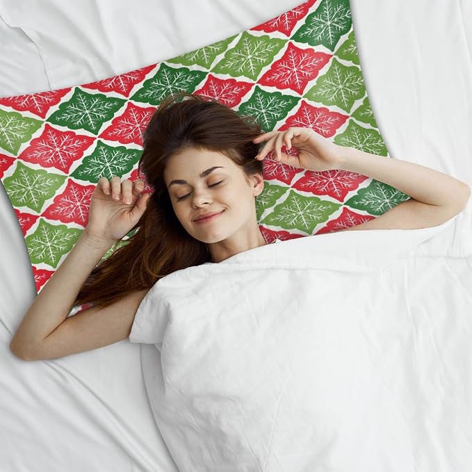 Red Green Snowflakes Retro