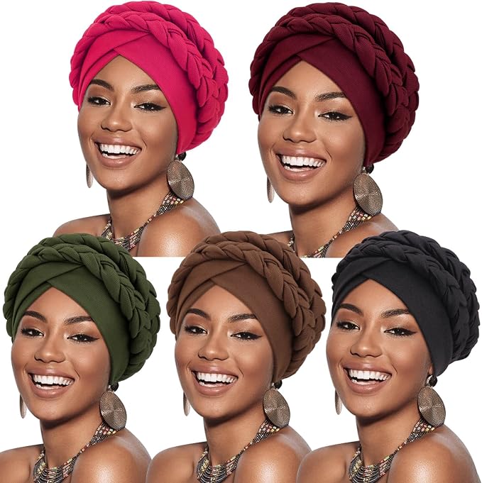 5 Pcs Double Twisted Braids: Black/Coffee/Slate Blue/Apricot/Fuchsia