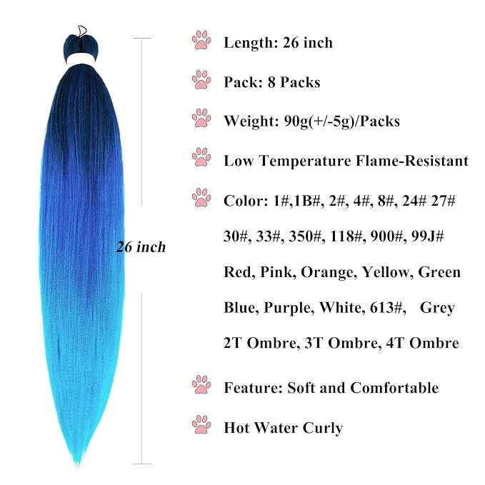 Blue Ombre Braiding Hair 3 Packs