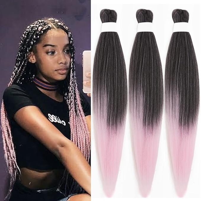 1B Pink Ombre Braiding Hair 3 Packs