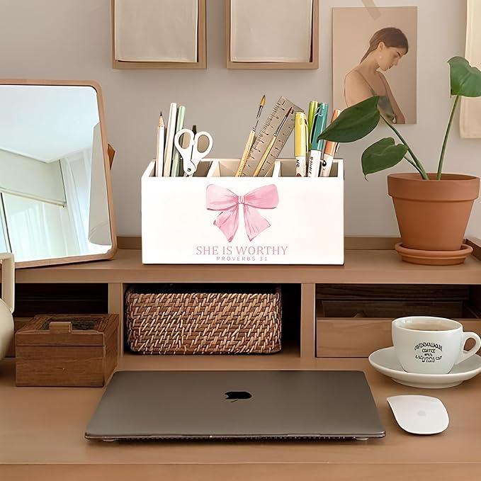 01-Pink Bow Christian Pen Holder(6)