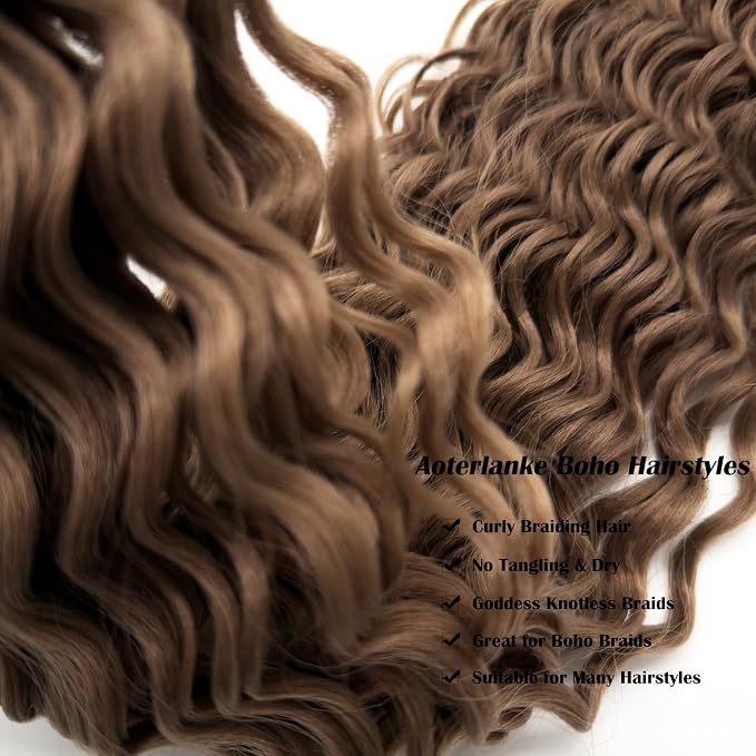 Ash Brown Braiding Hair with Boho Curls