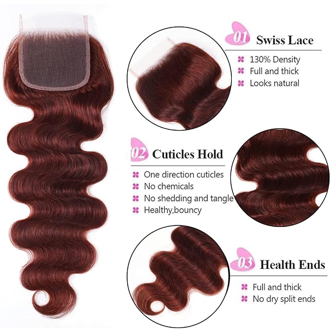 Copper Red bundles with Closure