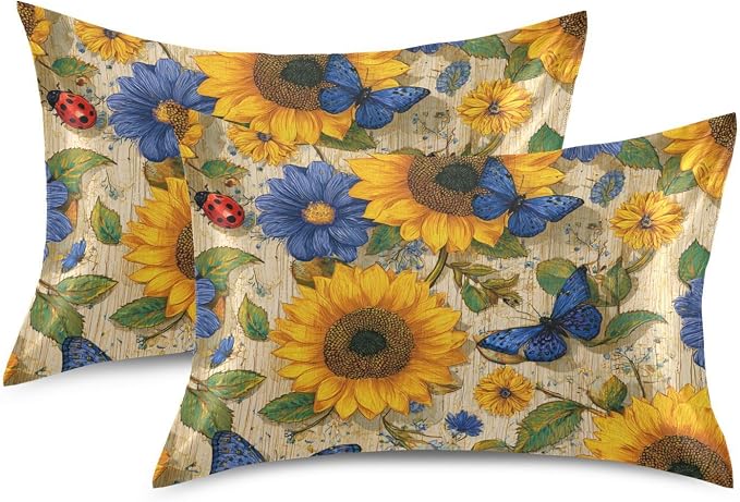 Beige Sunflower Butterfly Ladybug