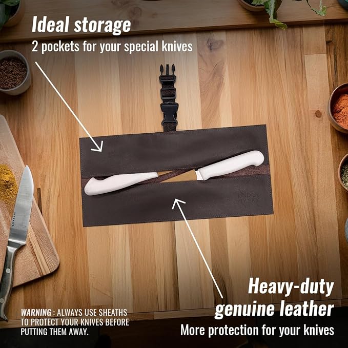 Knife Roll 2 Slots Brown