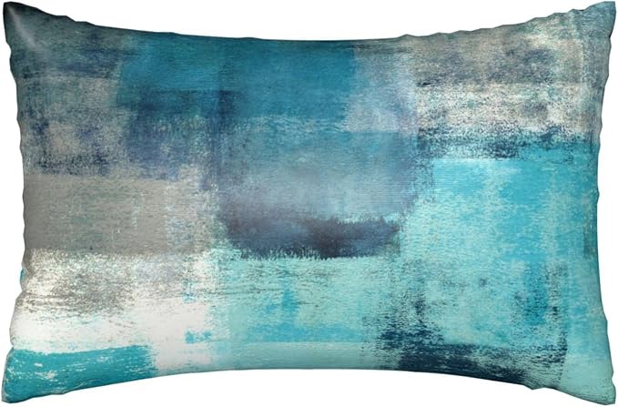 Turquoise and Grey Abstract Art