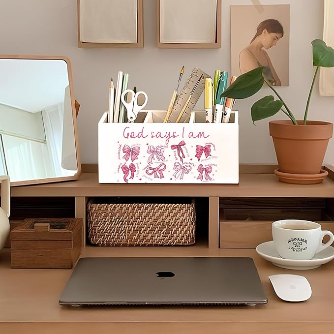 01-Pink Bow Christian Pen Holder(4)