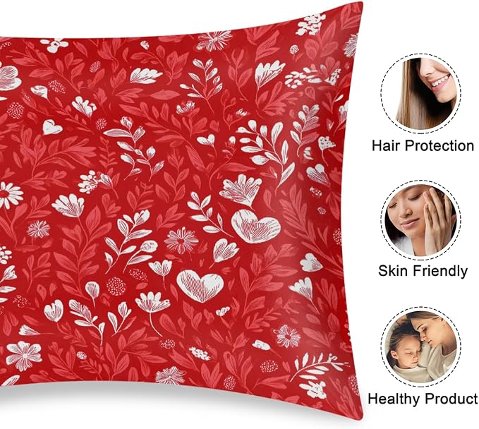 Red Floral Leaves Hearts