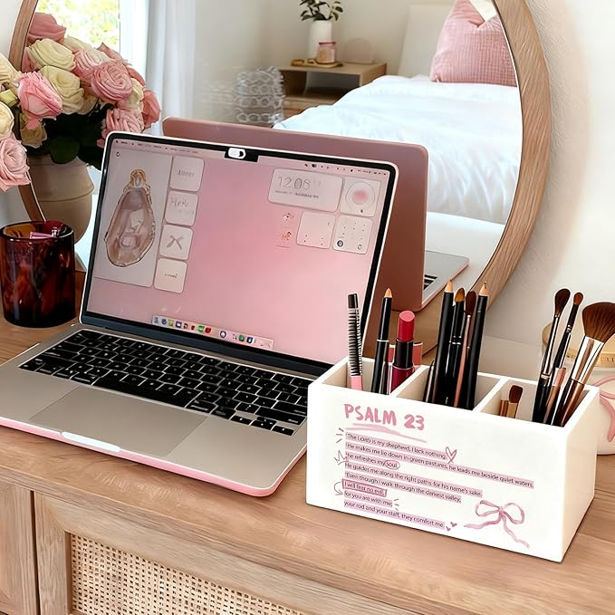 01-Pink Bow Christian Pen Holder(2)
