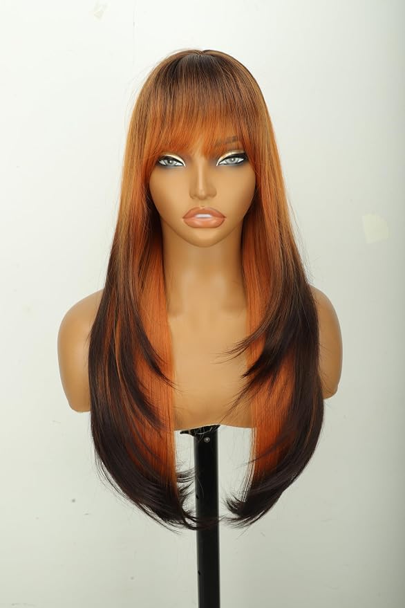 dark brown to auburn ombre