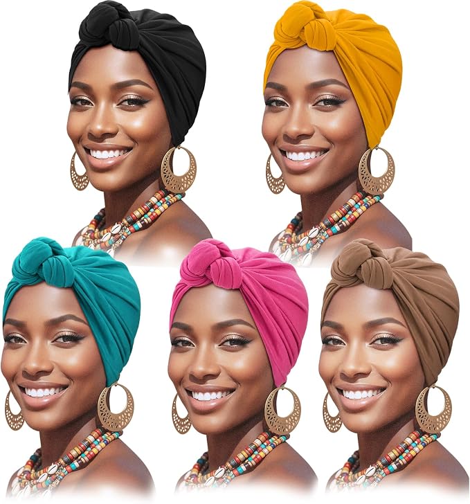 5 Pack Knotted : Black, Rose, Mustard, Teal, Khaki