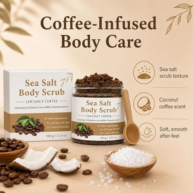 3PCS Body Scrub + Wooden Scoop