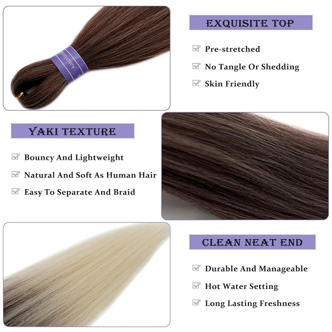 Ash Brown to Blonde Braiding Hair Pre Stretched