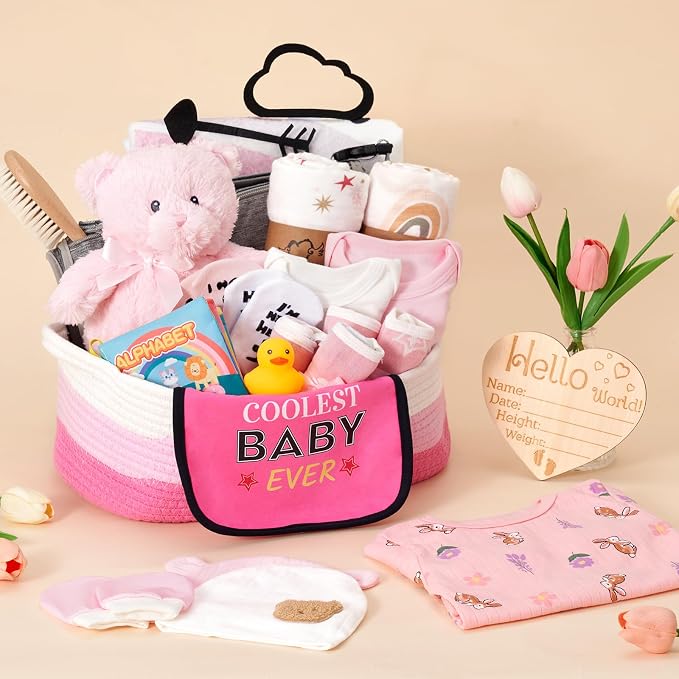 Bear Baby Gift Basket Pink