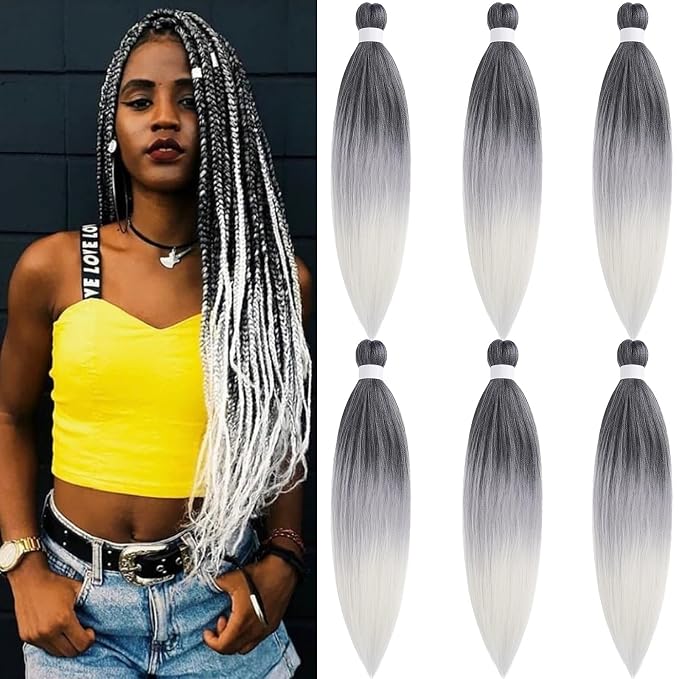 Grey Ombre Braiding Hair 6 Packs
