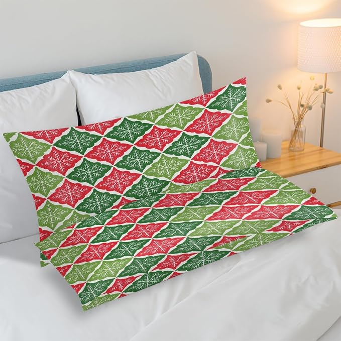 Red Green Snowflakes Retro