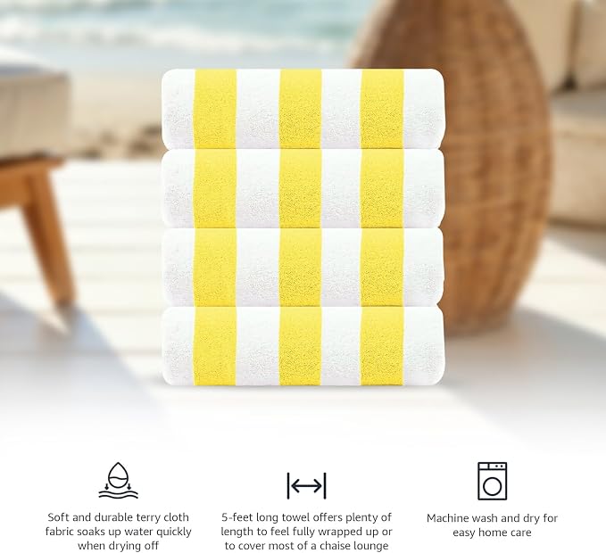 Cabana Beach Towel 4 Pieces, Lemon