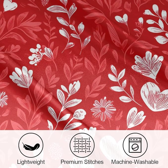 Red Floral Leaves Hearts