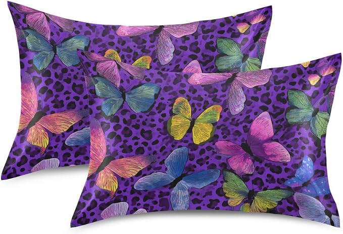 Colorful Butterflies and Purple Leopard Print
