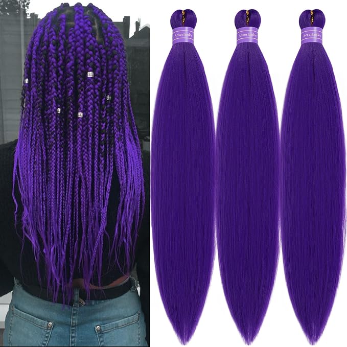 Purple Braiding Hair Pre Stretched