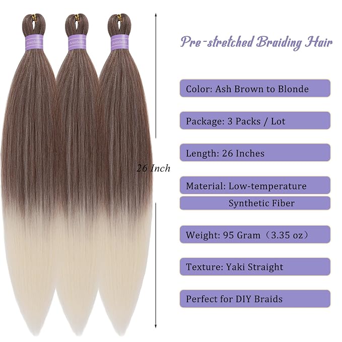 Ash Brown to Blonde Braiding Hair Pre Stretched