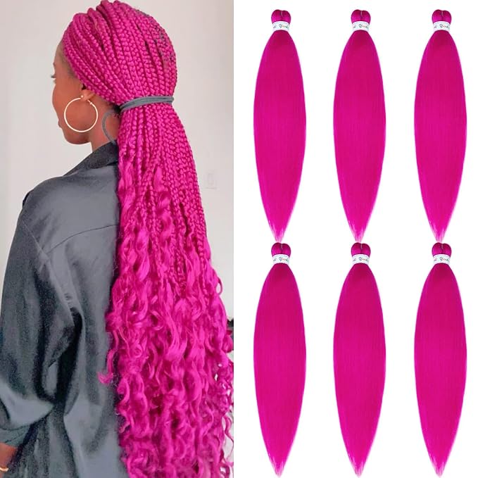 Hot Pink Braiding Hair 6 Packs